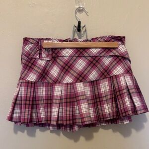 AKIRA Pink Plaid Mini Skirt
